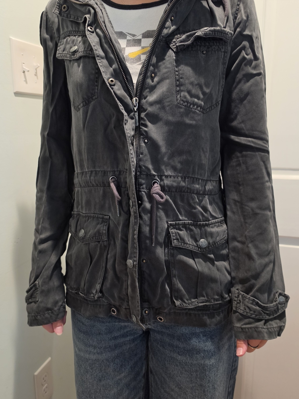 Max Jeans Gray Utility Jacket